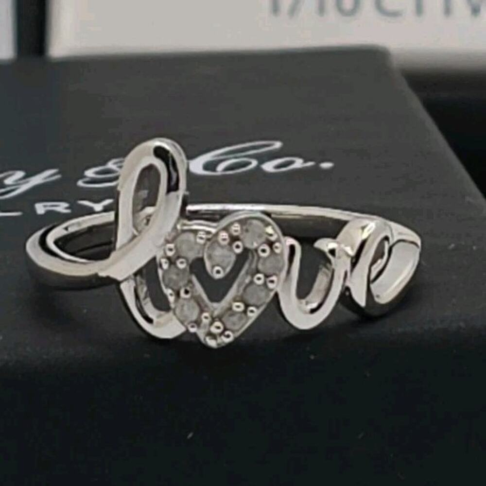 R.H. Macy & Co. Sterling Silver Diamond Heart Love Ring 1/10 CTTW